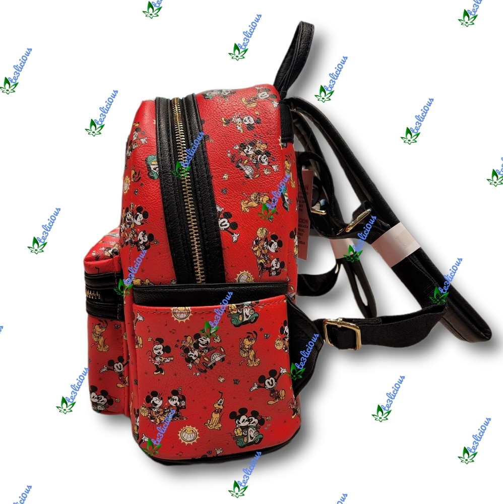 DISNEY PARKS LOUNGEFLY RETRO MINNIE MICKEY PLUTO BACKPACK - Picture 5 of 8